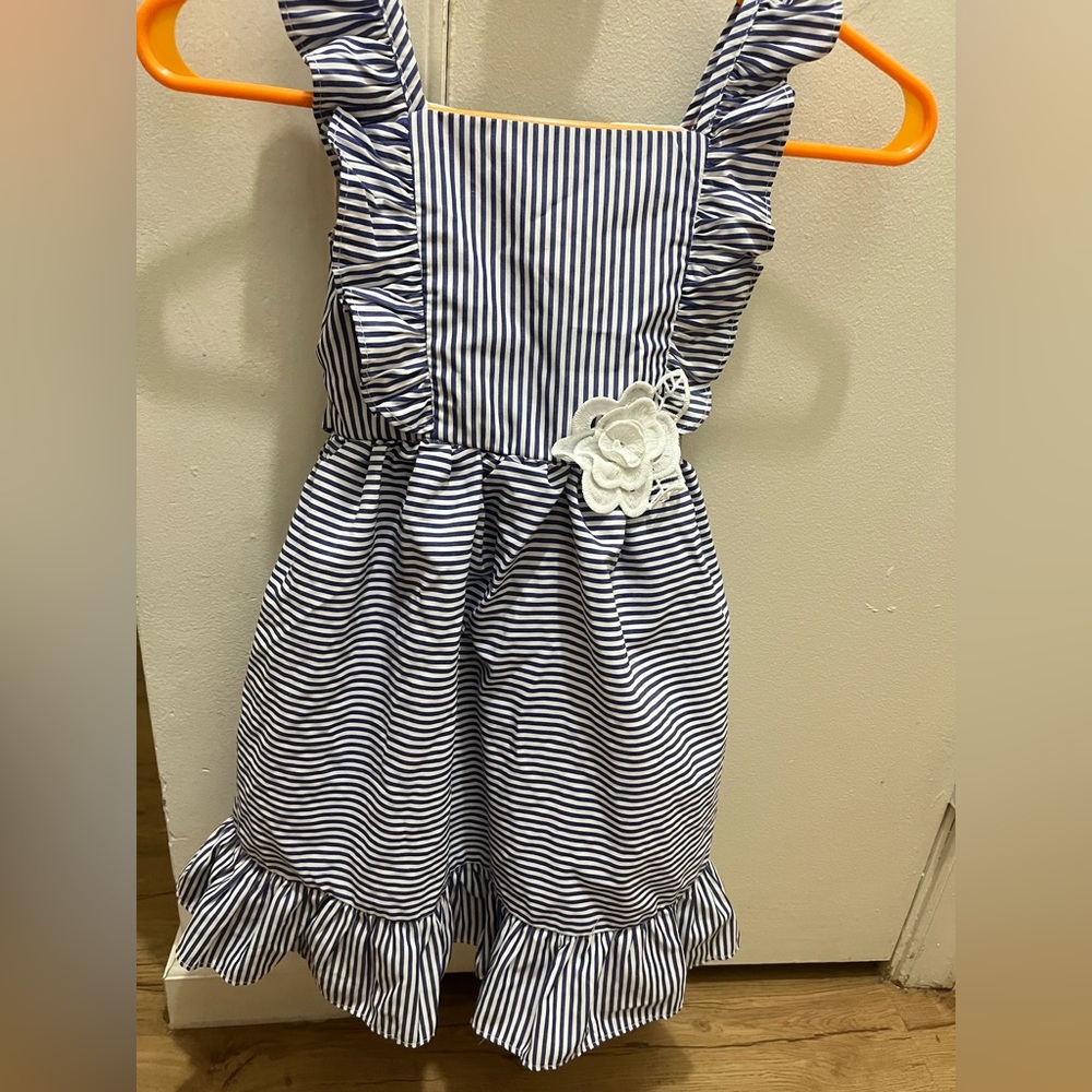 Girls stripes dress White and blue